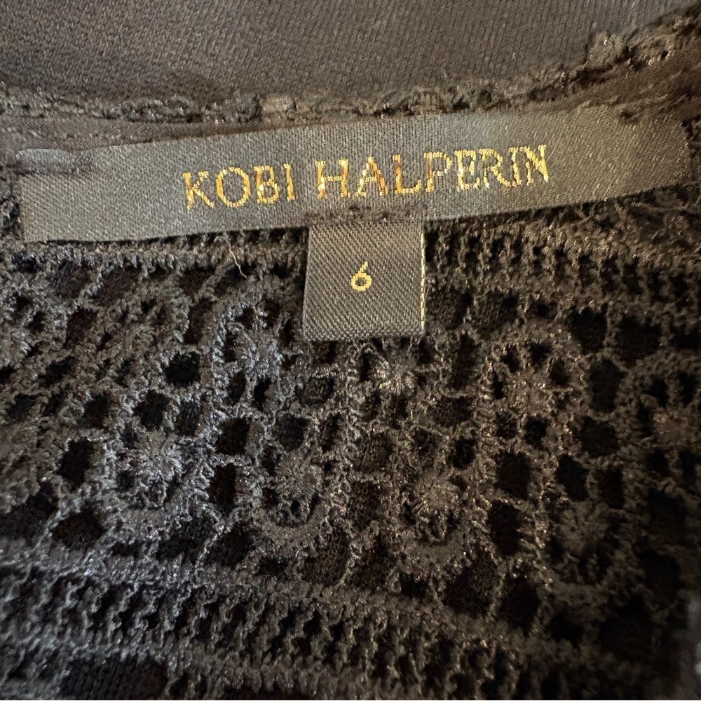Kobi Halperin Black A-Line Knit Dress with Lace Detail Size 6 - Picture 4 of 5